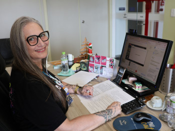 Luciane durante a realização do FNOUH