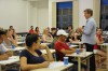 Professor Delmar na sala de aula com os vestibulandos